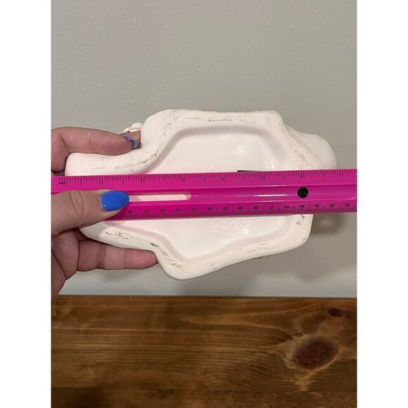 Vintage Ceramic Bunny Rabbit Figurine Floral Wreath Spring Easter Decor PR - Picture 11 of 11